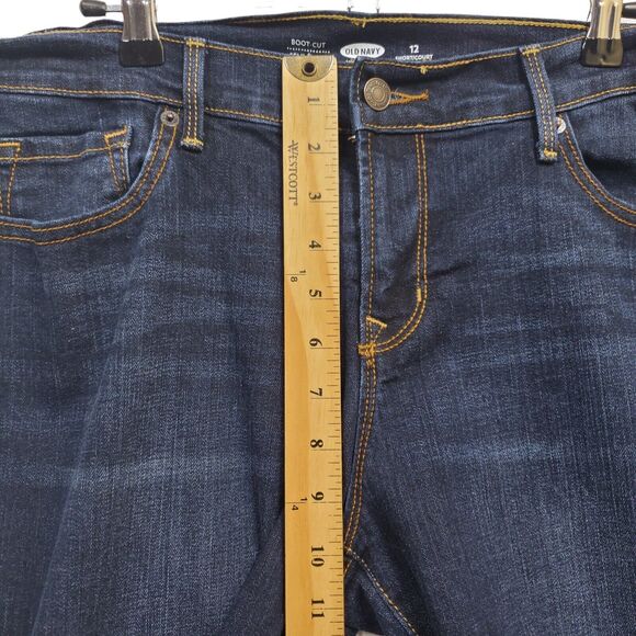 Old Navy Kicker Boot-Cut Mid Rise Blue Jeans Womens 12 Short Denim Pants 32X29.5 - Picture 7 of 9